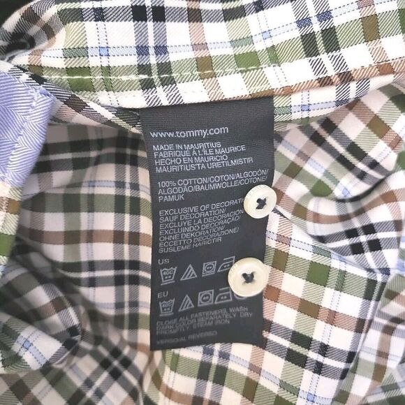 TOMMY HILFIGER Slim Fit Shirt Plaid Button Down Men's M - Picture 10 of 11